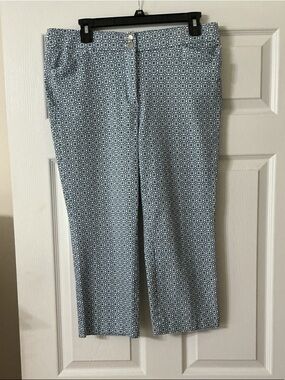 Chico's Blue and White Geo-Print Pants
